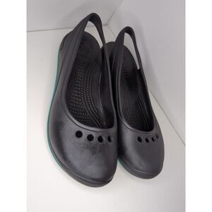 Crocs Tone Skylar Flat Slip On Slingback Flats Women's Size 10‎ Black & Teal